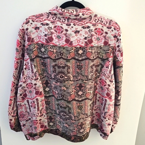 Citron Button Blazer Jacket Asian Silk Blend 1X Red - Picture 5 of 10